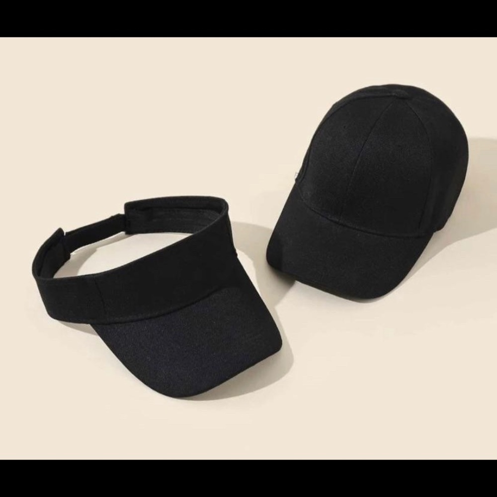 Women Men Baseball & Visor Set-Black Pink